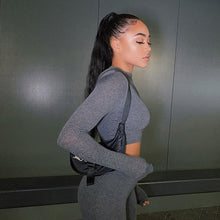 Load image into Gallery viewer, 2020 Winter Women Sport Fitness 2 Two Piece Set Outfits Long Sleeve Crop Tops Tshirt Leggings Pants Set Bodycon Tracksuit - TMĐT nhom 21