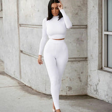 Load image into Gallery viewer, 2020 Winter Women Sport Fitness 2 Two Piece Set Outfits Long Sleeve Crop Tops Tshirt Leggings Pants Set Bodycon Tracksuit - TMĐT nhom 21
