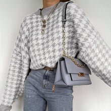 Load image into Gallery viewer, Simplee Women geometric khaki knitted sweater women casual Houndstooth lady pullover sweater female Autumn winter retro jumper - TMĐT nhom 21