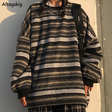 Load image into Gallery viewer, Pullovers Women Oversize Ulzzang BF Unisex Couples Japanese Striped Knit Sweater Hip Hop Female New Winter Fashion Retro Daily - TMĐT nhom 21