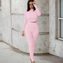 Load image into Gallery viewer, 2020 Winter Women Sport Fitness 2 Two Piece Set Outfits Long Sleeve Crop Tops Tshirt Leggings Pants Set Bodycon Tracksuit - TMĐT nhom 21