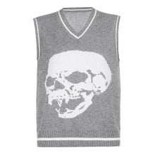 Load image into Gallery viewer, Rapcopter Y2K Sweaters Skulls Pullovers V Neck Knitwear Loose Casual Knitted Tops Women Streetwear Retro Tops Blue 2020 Autumn - TMĐT nhom 21