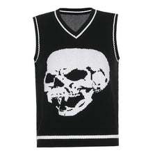 Load image into Gallery viewer, Rapcopter Y2K Sweaters Skulls Pullovers V Neck Knitwear Loose Casual Knitted Tops Women Streetwear Retro Tops Blue 2020 Autumn - TMĐT nhom 21