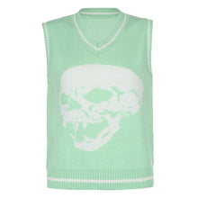 Load image into Gallery viewer, Rapcopter Y2K Sweaters Skulls Pullovers V Neck Knitwear Loose Casual Knitted Tops Women Streetwear Retro Tops Blue 2020 Autumn - TMĐT nhom 21