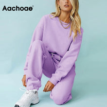 Load image into Gallery viewer, Aachoae Solid Casual Tracksuit Women Sports 2 Pieces Set Sweatshirts Pullover Hoodies Suit 2020 Home Sweatpants Shorts Outfits - TMĐT nhom 21