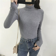 Load image into Gallery viewer, 2021 Autumn Winter Thick Sweater Women Knitted Ribbed Pullover Sweater Long Sleeve Turtleneck Slim Jumper Soft Warm Pull Femme - TMĐT nhom 21