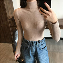 Load image into Gallery viewer, 2021 Autumn Winter Thick Sweater Women Knitted Ribbed Pullover Sweater Long Sleeve Turtleneck Slim Jumper Soft Warm Pull Femme - TMĐT nhom 21