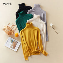 Load image into Gallery viewer, Marwin New-Coming Autumn Winter Tops Solid Turn-Down Collar Pullovers Female Thick Turtleneck Knitted High Street  Women Sweater - TMĐT nhom 21