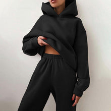 Load image into Gallery viewer, Women Elegant Solid Sets For Women Warm Hoodie Sweatshirts And Long Pant Fashion Two Piece Sets Ladies Lace Up Sweatshirt Suits - TMĐT nhom 21