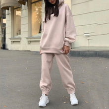 Load image into Gallery viewer, Women Elegant Solid Sets For Women Warm Hoodie Sweatshirts And Long Pant Fashion Two Piece Sets Ladies Lace Up Sweatshirt Suits - TMĐT nhom 21