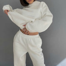 Load image into Gallery viewer, Women Elegant Solid Sets For Women Warm Hoodie Sweatshirts And Long Pant Fashion Two Piece Sets Ladies Lace Up Sweatshirt Suits - TMĐT nhom 21