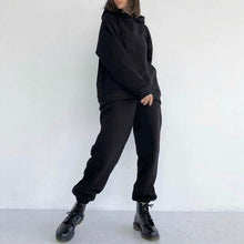 Load image into Gallery viewer, Women Elegant Solid Sets For Women Warm Hoodie Sweatshirts And Long Pant Fashion Two Piece Sets Ladies Lace Up Sweatshirt Suits - TMĐT nhom 21