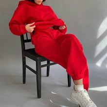 Load image into Gallery viewer, Women Elegant Solid Sets For Women Warm Hoodie Sweatshirts And Long Pant Fashion Two Piece Sets Ladies Lace Up Sweatshirt Suits - TMĐT nhom 21