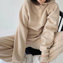 Load image into Gallery viewer, Women Elegant Solid Sets For Women Warm Hoodie Sweatshirts And Long Pant Fashion Two Piece Sets Ladies Lace Up Sweatshirt Suits - TMĐT nhom 21