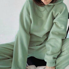 Load image into Gallery viewer, Women Elegant Solid Sets For Women Warm Hoodie Sweatshirts And Long Pant Fashion Two Piece Sets Ladies Lace Up Sweatshirt Suits - TMĐT nhom 21