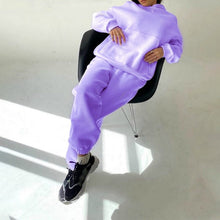 Load image into Gallery viewer, Women Elegant Solid Sets For Women Warm Hoodie Sweatshirts And Long Pant Fashion Two Piece Sets Ladies Lace Up Sweatshirt Suits - TMĐT nhom 21