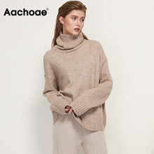 Load image into Gallery viewer, Aachoae Autumn Winter Women Knitted Turtleneck Cashmere Sweater 2020 Casual Basic Pullover Jumper Batwing Long Sleeve Loose Tops - TMĐT nhom 21
