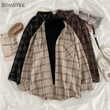Load image into Gallery viewer, Women Shirt Plaid Oversize 3XL Turn-down Collar Leisure Fashion Loose All-match Womens Long Sleeves Soft Chic Korean Style Tops - TMĐT nhom 21