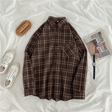 Load image into Gallery viewer, Women Shirt Plaid Oversize 3XL Turn-down Collar Leisure Fashion Loose All-match Womens Long Sleeves Soft Chic Korean Style Tops - TMĐT nhom 21