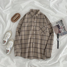 Load image into Gallery viewer, Women Shirt Plaid Oversize 3XL Turn-down Collar Leisure Fashion Loose All-match Womens Long Sleeves Soft Chic Korean Style Tops - TMĐT nhom 21