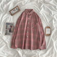 Load image into Gallery viewer, Women Shirt Plaid Oversize 3XL Turn-down Collar Leisure Fashion Loose All-match Womens Long Sleeves Soft Chic Korean Style Tops - TMĐT nhom 21