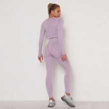 Load image into Gallery viewer, Seamless Women Sport Set For Gym Long Sleeve Top High Waist Belly Control Leggings Clothes Seamless Sport Suit Sexy Booty Girls - TMĐT nhom 21