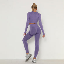 Load image into Gallery viewer, Seamless Women Sport Set For Gym Long Sleeve Top High Waist Belly Control Leggings Clothes Seamless Sport Suit Sexy Booty Girls - TMĐT nhom 21