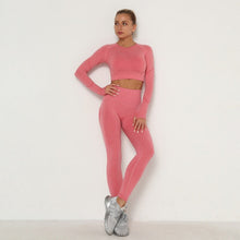 Load image into Gallery viewer, Seamless Women Sport Set For Gym Long Sleeve Top High Waist Belly Control Leggings Clothes Seamless Sport Suit Sexy Booty Girls - TMĐT nhom 21