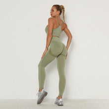 Load image into Gallery viewer, Seamless Women Sport Set For Gym Long Sleeve Top High Waist Belly Control Leggings Clothes Seamless Sport Suit Sexy Booty Girls - TMĐT nhom 21