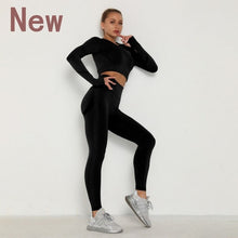 Load image into Gallery viewer, Seamless Women Sport Set For Gym Long Sleeve Top High Waist Belly Control Leggings Clothes Seamless Sport Suit Sexy Booty Girls - TMĐT nhom 21
