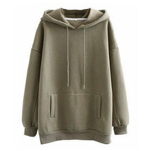 Load image into Gallery viewer, Tangada Women couple sweatshirt fleece 100% cotton amygreen oversized hood hoodies sweatshirts plus size SD60 - TMĐT nhom 21