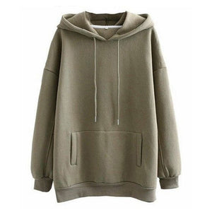 Tangada Women couple sweatshirt fleece 100% cotton amygreen oversized hood hoodies sweatshirts plus size SD60 - TMĐT nhom 21