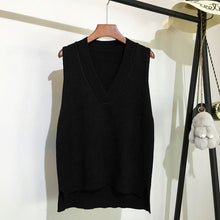 Load image into Gallery viewer, V-neck knitted vest women's sweater autumn and winter new Korean loose wild sweater vest sleeveless sweater - TMĐT nhom 21