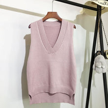 Load image into Gallery viewer, V-neck knitted vest women's sweater autumn and winter new Korean loose wild sweater vest sleeveless sweater - TMĐT nhom 21