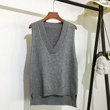 Load image into Gallery viewer, V-neck knitted vest women's sweater autumn and winter new Korean loose wild sweater vest sleeveless sweater - TMĐT nhom 21