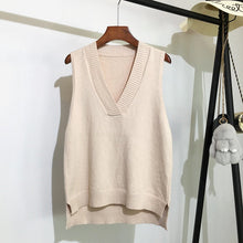 Load image into Gallery viewer, V-neck knitted vest women's sweater autumn and winter new Korean loose wild sweater vest sleeveless sweater - TMĐT nhom 21