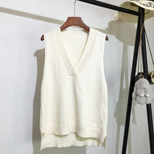 Load image into Gallery viewer, V-neck knitted vest women's sweater autumn and winter new Korean loose wild sweater vest sleeveless sweater - TMĐT nhom 21