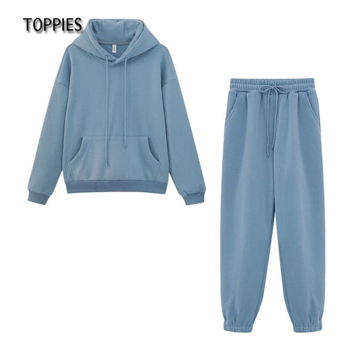 Toppies Women's Tracksuits Sports Suit Casual Hoodies Fleece Sweatshirt Female Two Piece Set Jacket Sweatpants Harajuku Clothes - TMĐT nhom 21