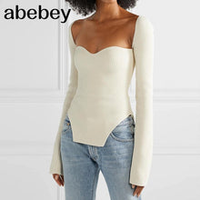 Load image into Gallery viewer, 2021 new spring and summer fashion women clothes cashmere sqaure collar full sleeves elastic high waist sexy pullover WK080 - TMĐT nhom 21