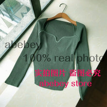 Load image into Gallery viewer, 2021 new spring and summer fashion women clothes cashmere sqaure collar full sleeves elastic high waist sexy pullover WK080 - TMĐT nhom 21