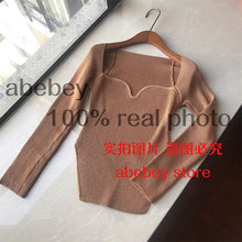 Load image into Gallery viewer, 2021 new spring and summer fashion women clothes cashmere sqaure collar full sleeves elastic high waist sexy pullover WK080 - TMĐT nhom 21