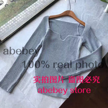 Load image into Gallery viewer, 2021 new spring and summer fashion women clothes cashmere sqaure collar full sleeves elastic high waist sexy pullover WK080 - TMĐT nhom 21