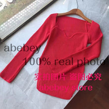 Load image into Gallery viewer, 2021 new spring and summer fashion women clothes cashmere sqaure collar full sleeves elastic high waist sexy pullover WK080 - TMĐT nhom 21