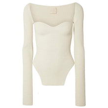 Load image into Gallery viewer, 2021 new spring and summer fashion women clothes cashmere sqaure collar full sleeves elastic high waist sexy pullover WK080 - TMĐT nhom 21